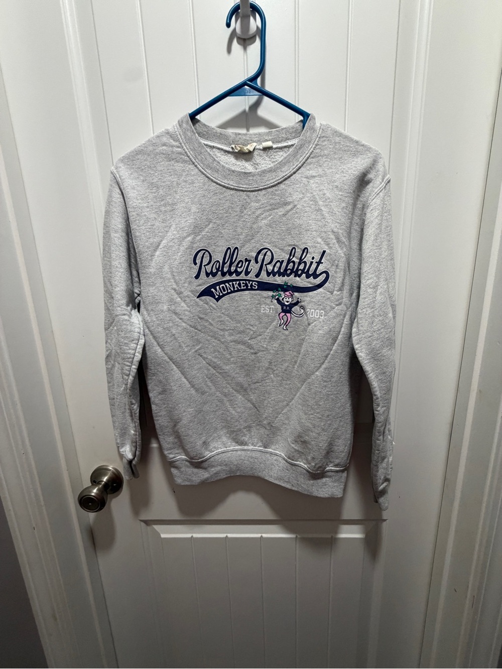 Roller Rabbit Light Gray Crewneck Sweatshirt with Navy Graphic